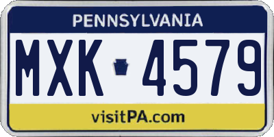 PA license plate MXK4579