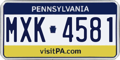PA license plate MXK4581