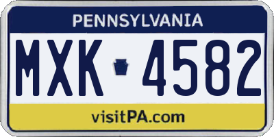 PA license plate MXK4582