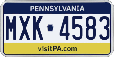 PA license plate MXK4583