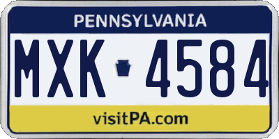 PA license plate MXK4584