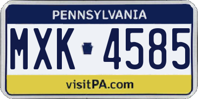 PA license plate MXK4585