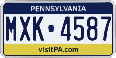 PA license plate MXK4587