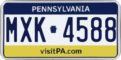 PA license plate MXK4588
