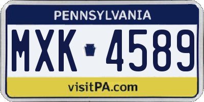 PA license plate MXK4589