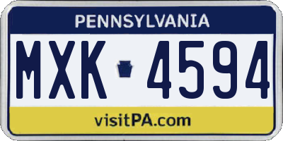 PA license plate MXK4594