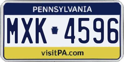 PA license plate MXK4596