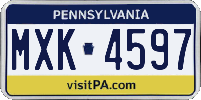 PA license plate MXK4597