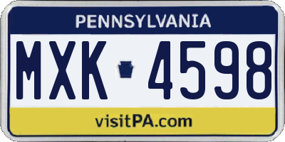 PA license plate MXK4598