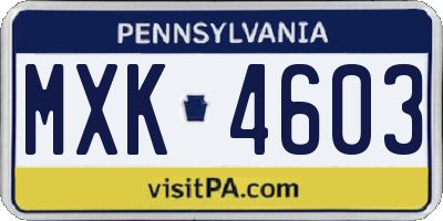 PA license plate MXK4603