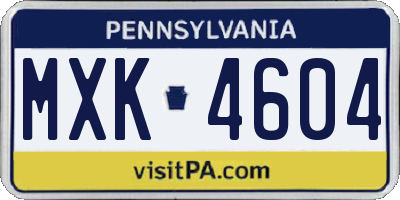 PA license plate MXK4604