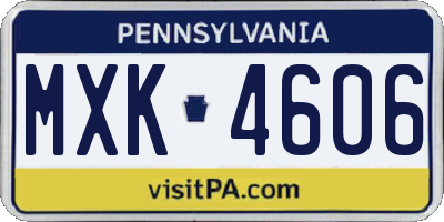PA license plate MXK4606