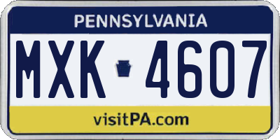 PA license plate MXK4607