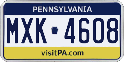 PA license plate MXK4608