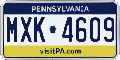 PA license plate MXK4609