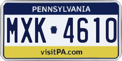 PA license plate MXK4610