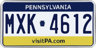 PA license plate MXK4612