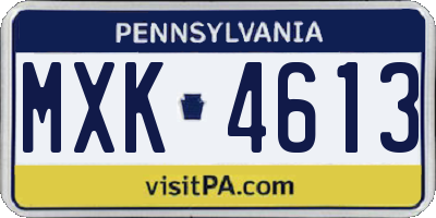 PA license plate MXK4613