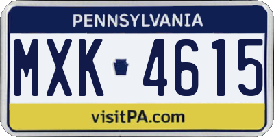 PA license plate MXK4615
