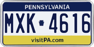 PA license plate MXK4616