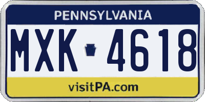PA license plate MXK4618