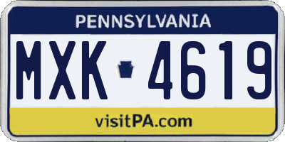 PA license plate MXK4619