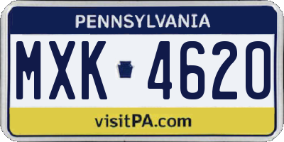 PA license plate MXK4620