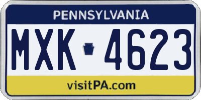 PA license plate MXK4623