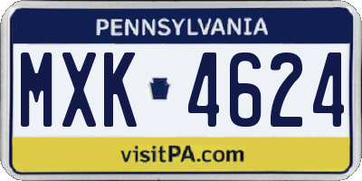 PA license plate MXK4624