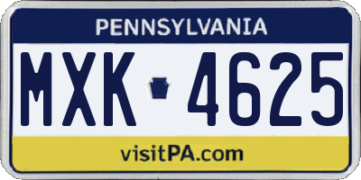 PA license plate MXK4625