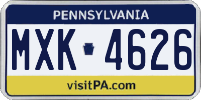 PA license plate MXK4626
