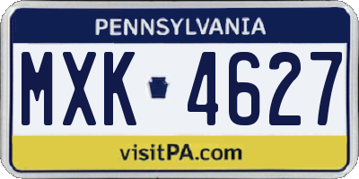 PA license plate MXK4627