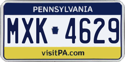 PA license plate MXK4629