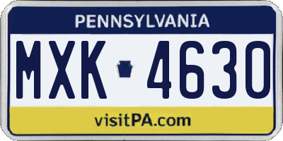PA license plate MXK4630