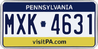 PA license plate MXK4631