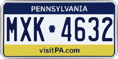 PA license plate MXK4632