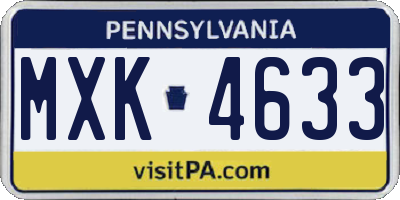 PA license plate MXK4633