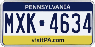 PA license plate MXK4634