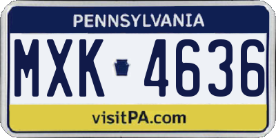 PA license plate MXK4636