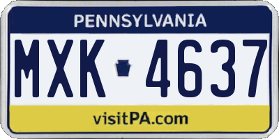 PA license plate MXK4637