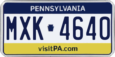PA license plate MXK4640