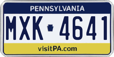 PA license plate MXK4641