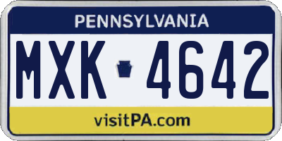 PA license plate MXK4642