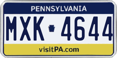 PA license plate MXK4644