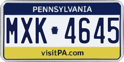 PA license plate MXK4645