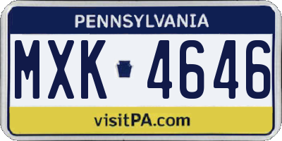 PA license plate MXK4646