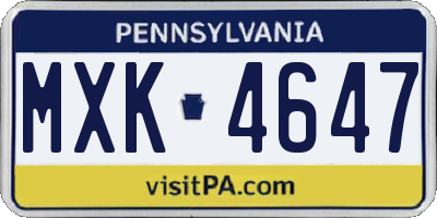 PA license plate MXK4647
