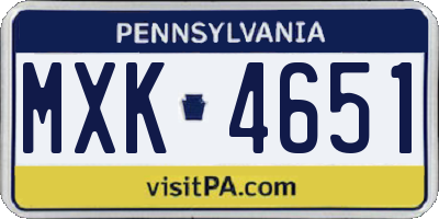 PA license plate MXK4651