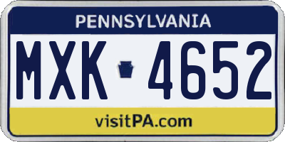 PA license plate MXK4652