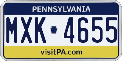 PA license plate MXK4655